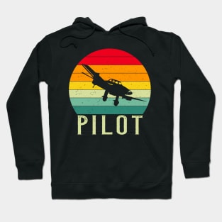 Pilot Motor Ariplane Retro Sunset Aviation Hoodie